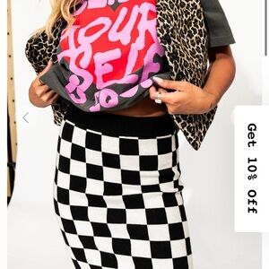 Dressed in Lala Oui Oui Knit Mini Skirt in Checkerboard